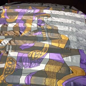 Vintage Picasso "Man in Hat"Abstract Sheer/Silky Stripe Scarf